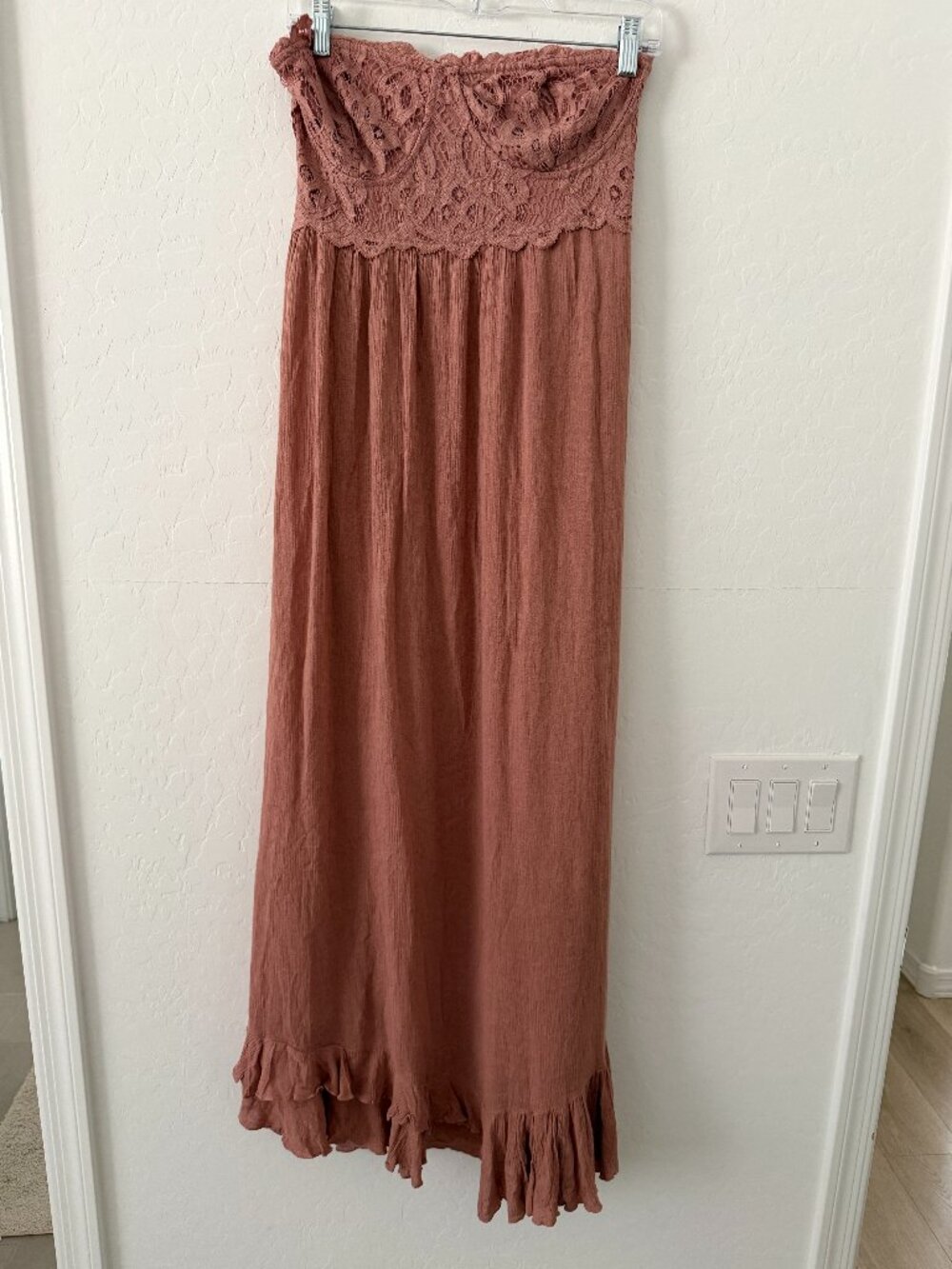 Free People FP One Adella Corset Maxi Dress Large Ballet Dusty Rose Boho